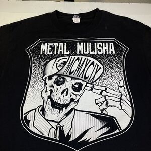 METAL MULISHA VINTAGE Skater Skull TEE T SHIRT Sz Mens L Black Y2K